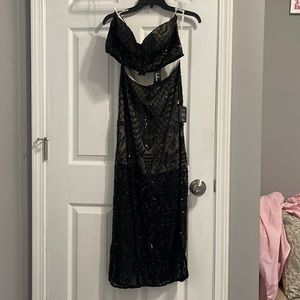 Black lulu two piece strapless top and skirt